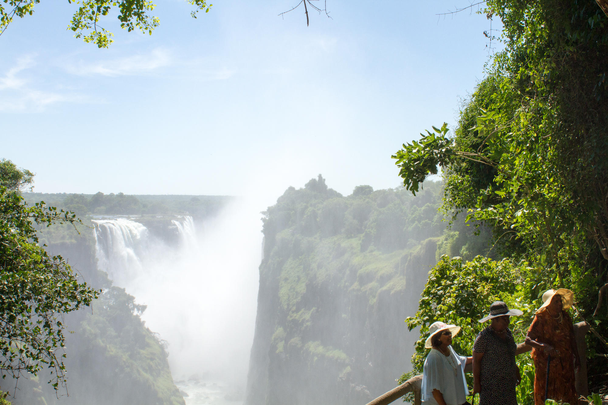 People look at the Victoria Falls